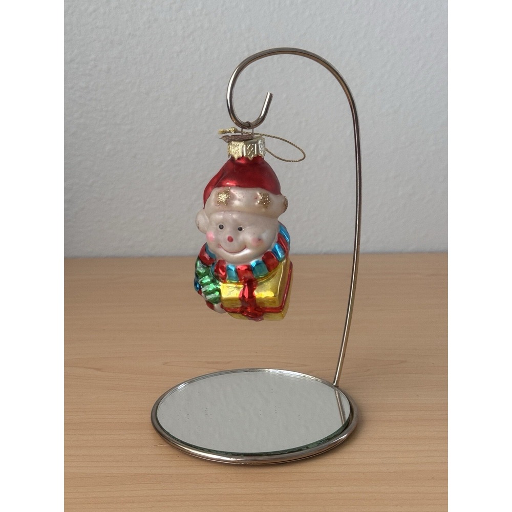 Vintage Y2k Thomas Pacconi Blown Glass Snowman Head Christmas Ornament 2003 #3